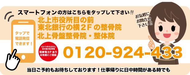 北上骨盤整骨院の電話番号